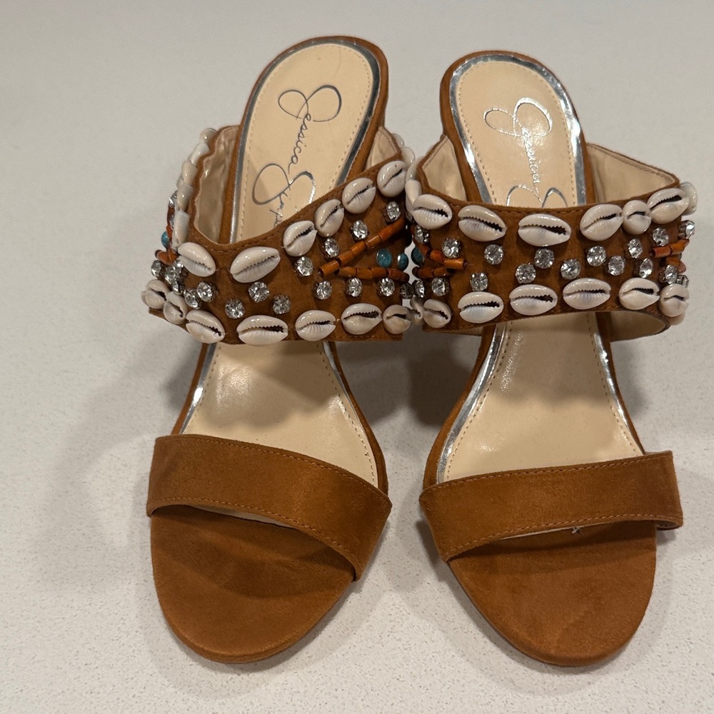 Jessica Simpson Brown Embellished Sandals